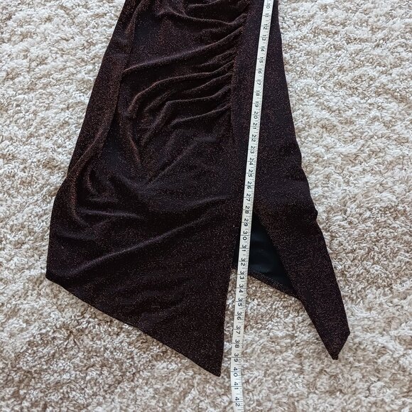 Ricki's Gold Metallic One Strap Dress Party Gown Size S/P with Jacket & Shawl - Picture 9 of 10